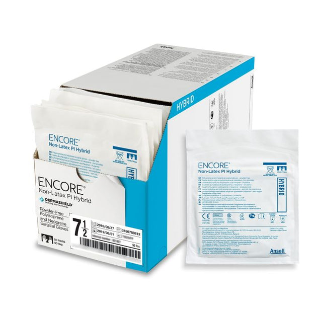 ENCORE Non-Latex PI Hybrid Sterile Surgical Gloves - 50 Pairs - Size 7.0