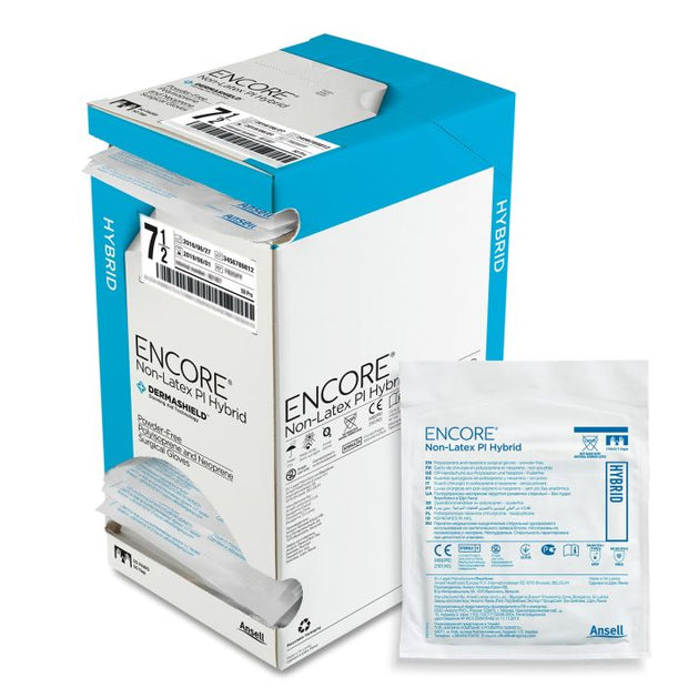 ENCORE Non-Latex PI Hybrid Sterile Surgical Gloves - 50 Pairs - Size 7.0