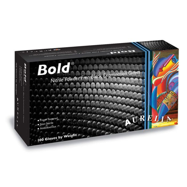 Aurelia® Bold® Black Nitrile Powder Free Gloves - L - 0