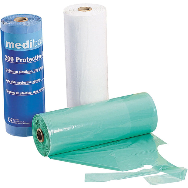 Medibase Plastic Bibs: White - Roll of 200