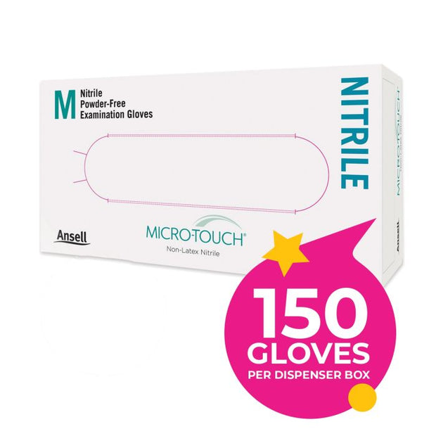 Ansell Micro-Touch White Nitrile Examination Gloves - Medium - 0