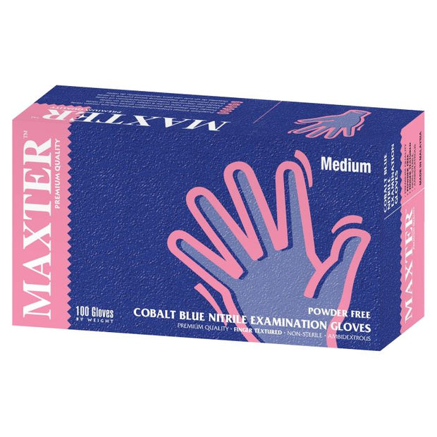 Maxter Cobalt Blue Nitrile Powder Free Gloves - XL (100)