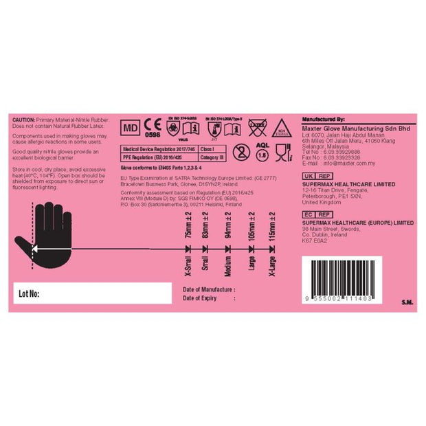 Maxter Cobalt Blue Nitrile Powder Free Gloves - S (100)