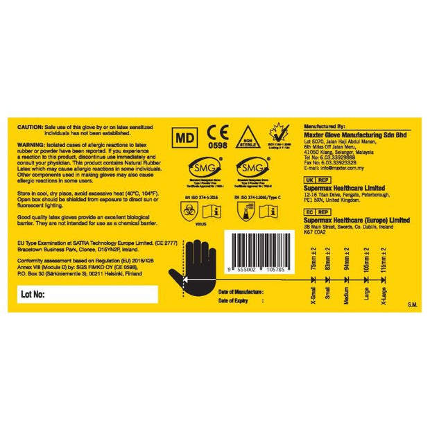 Maxter Powder Free Latex Gloves - XL (100)