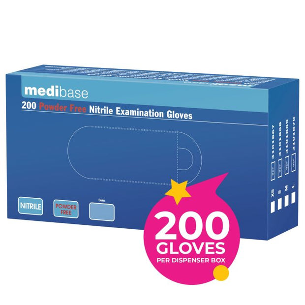 Medibase Blue Nitrile Powder Free Gloves - L (200)