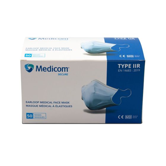 Medicom Secure Type IIR Earloop Masks - Blue (50)
