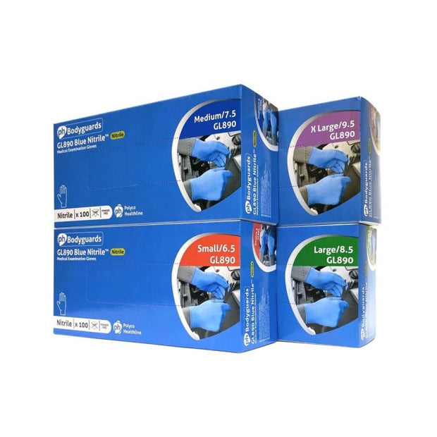 Bodyguards GL890 Blue Nitrile Examination Gloves - XL (100)